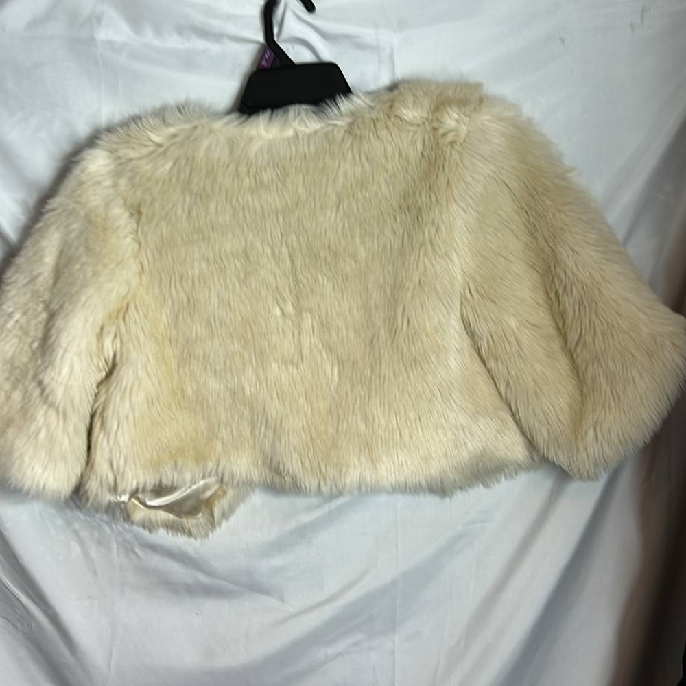 Gap White Ivory Cream Girls Faux Fur Jacket Coat size 14/16. XXL. NWT - Picture 4 of 9